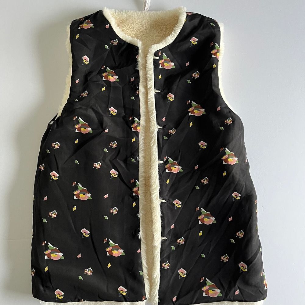 Matilda Jane Snow Way Ivory Faux Fur Vest Reversible Women's XS EUC - Picture 4 of 12